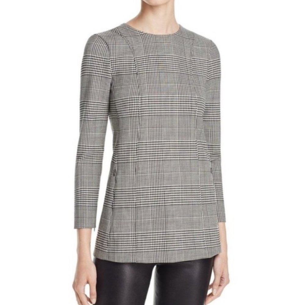 Theory Lauret Cl Portland Glen-Plaid Black and White Top